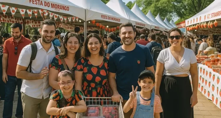 Representação de uma Festa do Morango no Circuito das Frutas.
