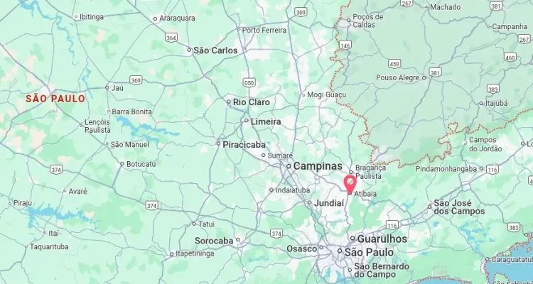 Onde fica Atibaia no mapa do Estado de São Paulo