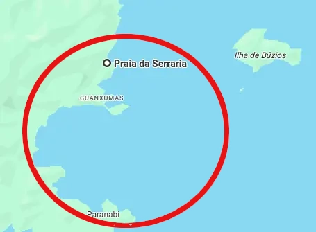 Mapa das praias do leste de Ilhabela.