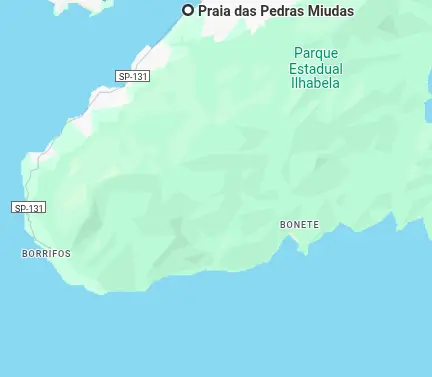 Mapa da região sul de Ilhabela.